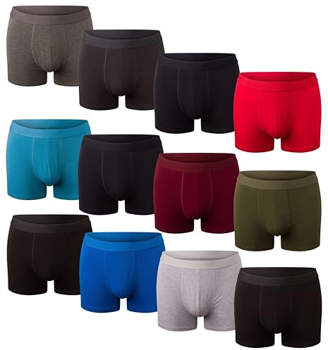 Bonjour Men's Fitted Hipsters Boxer, L, Assorted, Pack of 12