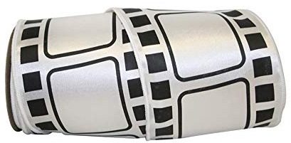 Reliant Ribbon Dyna Movie Film Wired Edge Ribbon, 4 Inch X 10 Yards, White/Black