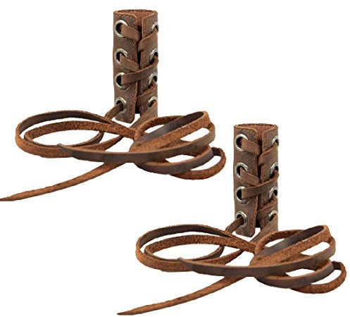 Hide & Drink, Set of 2 Hair Ties for Women, Ponytail/Braid Holder, Wraps, Deadlock Accessories for Ladies, Full Grain Leather, Handmade, Bourbon Brown
