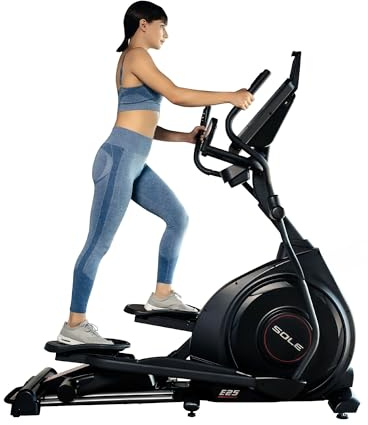 Elliptical Machine: E25 Elliptical Gym Equipment for Home and Studio, Exercise Equipment with 7.5 LCD Display, Tablet Holder, Adjustable Resistance, Power Incline and Heart Rate Monitoring (E25)
