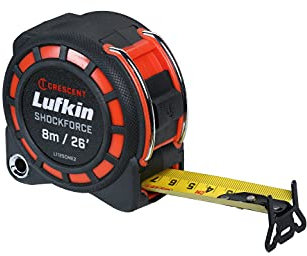 Lufkin Crescent L1125CME2 3cm/1-3/16 x 8m/26' Shockforce Doppelseitiges Maßband, 30 Meter Fall Getestet - Version mit Gelber Klinge