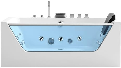 Empava 59 x 29 Whirlpool Tub,750W Acrylic Jetted Bathtub with 11 Jets,Hydromassage with Chromatherapy,3-Side Apron,58 Gallons,ETL Certified