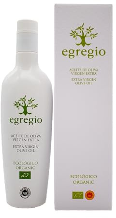 Egregio Ecológico - Aceite de Oliva Virgen Extra Estuche Botella 500 ml – DOP Estepa – Extracción en Frío – Agricultura ecológica – Muy frutado, equilibrado – Ideal para ensaladas y platos gourmet