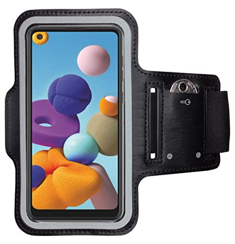 CoverKingz Porta cellulare da corsa per Samsung Galaxy A21 - Porta telefono corsa con tasca portach Galaxy A21 - Portacellulare per correre Fascia braccio smartphone Nera