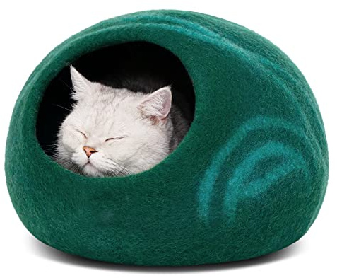 MEOWFIA Katzenbett aus Merinowolle – Handgefilztes, Umweltfreundliches Katzenbett für Katzen & Kätzchen – Weiches Schlafbett, Warm im Winter & Kühl im Sommer, Stilvolles Design