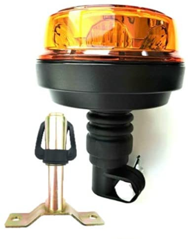 Matel Service Rundumleuchte mit 4 Blitzmuster 12V 24V ECE R65 R10 E9 LED mit Aufsteckrohr Halterung für Traktor PKW LKW