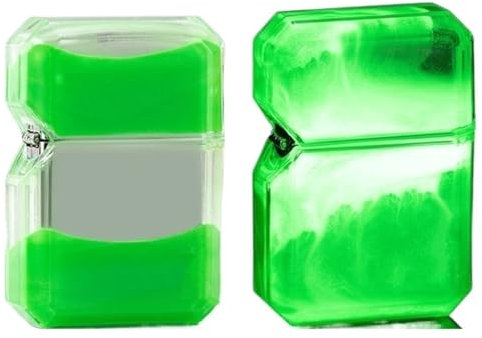Winddichtes Feuerzeug, nachfüllbare Feuerzeuge, Rad-Kerosin-Feuerzeug (Treibsand + leuchtender transparenter Ölbehälter), schönes Geschenk (Color : Green Kerosene)