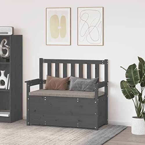 ZEYUAN Sitzbank, Flur Möbel, Sitzbank Esszimmer, Bettbank, Flur Deko, Sitzhocker, Truhenbank, Truhenbank, Schlafzimmer Möbel, Grau 112,5x51,5x96,5 cm Massivholz Kiefer