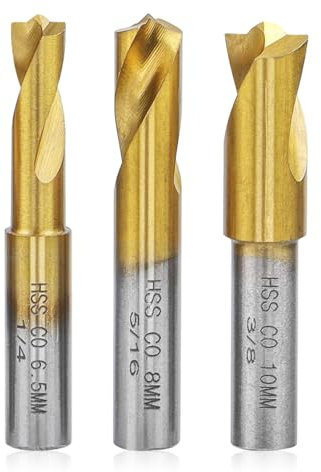Riisoyu Set di 3 punte per punto di saldatura, trapano a cobalto CNC, fresa a punti, set di punte per saldatura, per separare piastre saldate a punti, 6,5/8/10 mm