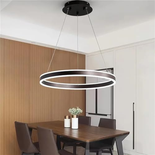 Moderne LED Pendelleuchte, Wohnzimmerlampe Ring Design Schwarz Höhenverstellbare Pendelleuchten Dimmbare Esszimmerleuchte Mit Memory Funktion Kronleuchter Schlafzimmer Küche Indoor (Größe : 80CM)