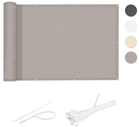 COOL AREA Balkon Sichtschutz 85x500 cm Wetterfest, Taupe | Sichtschutz Balkon,Balkonabdeckung Blickdichte,Wasserfest,Windschutz,UV-Schutz,Balkonverkleidung mit Kabelbinder