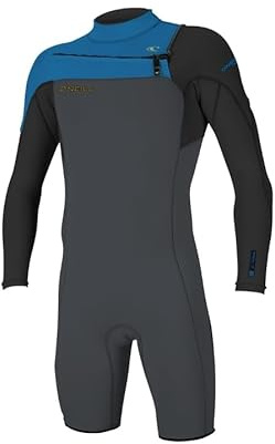 ONeill Herren Neoprenanzug Hammer 2 mm Brustreißverschluss Langarm Shorty – Graphite Black Ocean – atmungsaktiv