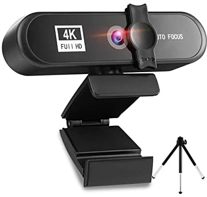 budiniao Ordinateur Webcam Autofocus USB Réunion Conférence PC Caméra Remplacement Web Cam Caméscope Diffusion en Direct Appel vidéo, Le Noir, 4K