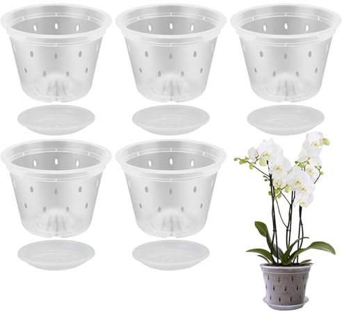 Durchsichtige Blumentöpfe – atmungsaktiver, geschlitzter Übertopf, durchsichtige Sämlingsbecher | Klare Orchideen-Pflanztöpfe mit Löchern, transparenter Orchideentopf, Blumentopf zum Umtopfen von Orch