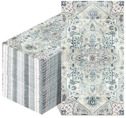 Yeaqee 100 Pcs Vintage Boho Napkins Paper Guest Towels 2 Ply Decoupage Napkins Disposable Decorative Hand Towel for Bathroom Kitchen Fall Wedding Party Dinner(Blue and Grey)