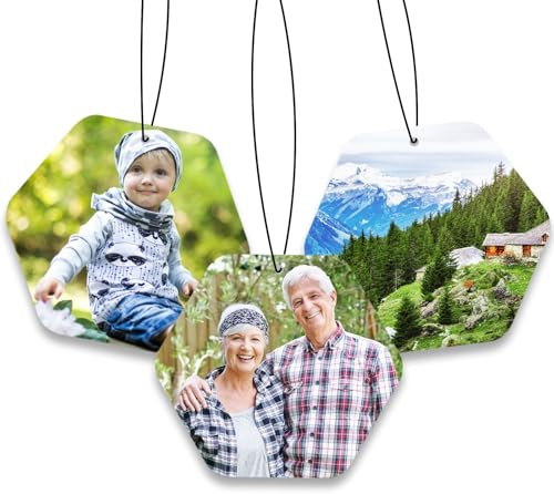 proautocss Personalised Car Air Fresheners with Photo and Text, Car Air Freshener for Men Women Double-sided Photo Printing,Cars Decorations,Auto Diffuser Scented,Auto fragrance 37 scents available
