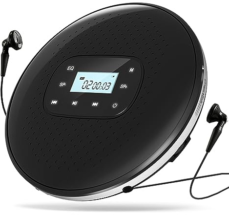 Giwnhvx Lettore CD portatile Ricaricabile Touch Screen Intelligente con Altoparlante Stereo Digitale e Display per Studenti, Colore Nero, Riutilizzabile.