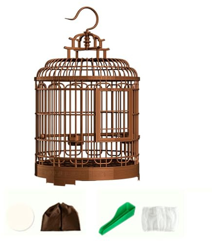 Jaula para pájaros con gasa, 2 tazas de alimentación, 20 alfombrillas, sumador de alimentos, cubierta de jaula, jaula de soporte grande para loros, cacatúas, canarios, guacamayos