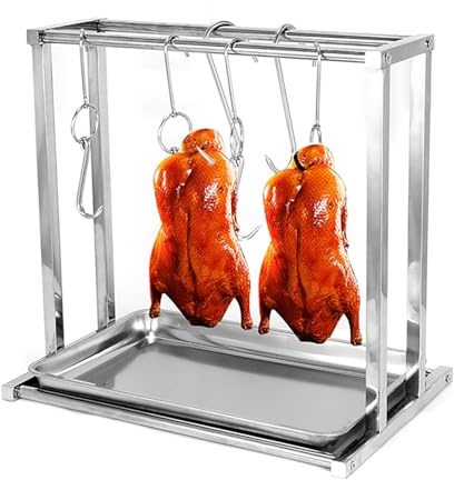 SRNSAEB Grill Barbecue Rack Supporto per Pollo arrosto Commerciale in Acciaio Inox Staccabile, Supporto per essiccatore/raffreddatore per Alimenti di Manzo/Maiale(Height - 80cm (31 1/2))
