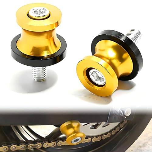 Soportes de basculante trasero, 2 piezas moto basculante bobina de deslizadores tornillo, Par universal de trinquetes de elevación de motocicleta M8(oro)