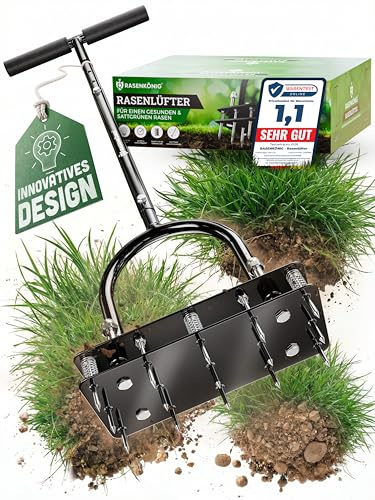 RASENKÖNIG Aérateur de pelouse Pro - Fourche aérée innovante - Scarificateur et aérateur pour aération de pelouse - Outil de jardin de qualité supérieure pour aérer et ameublir la pelouse