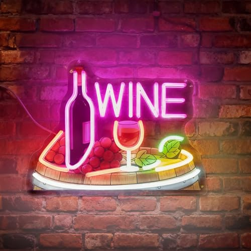 Panneau néon de Bar, Panneau néon LED Vin lumineux, Décoration de mur pour bar à vin, bar à bière, restaurant, pub, club, bistro, maison, cave de l’homme, fête, cuisine, chambre à coucher
