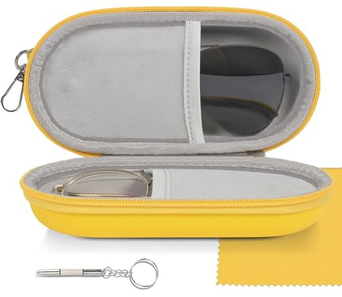 LuminaVerde Brillen Etui, Brillenetui Damen Leder Organizer Für Sonnenbrillen Und Brillen Mit Reißverschluss Reisebox