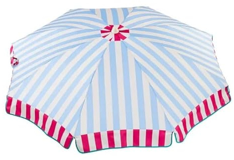 EZPELETA Sombrilla de Playa y Terraza a Rayas, Parasol Inclinable de Aluminio Ligero y Plegable, Protección Solar UPF 50+ Incluye Funda y Rosca. (RAYAS AZULES)
