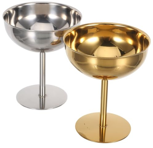 VICASKY 2pcs Bol à Glace en Acier Inoxydable 150ml, Coupe à Dessert Élégante et Moderne, Facile à Nettoyer, Vacances, Fêtes et Restaurants