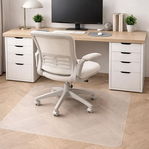 Marvelux Große Bodenschutzmatte 116 x 130 cm - rutschfeste, phthalatfreie PVC-Bürostuhlmatte für Harte Böden - Transparente rechteckige Schreibtischstuhlmatte für unter Gaming-Stühle & Bürostühle