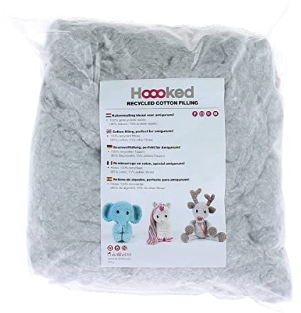 HOOOKED B.V. FL008-12 Baumwoll-Füllung, Perlenmuster, 250 g, Grau