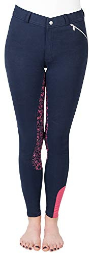 PFIFF Flicka ridbyxor Zahra full uppsättning silikon Grip, blå/rosa, 140, 102604-111-140