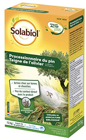 SOLABIOL Anti Processionnairess Du Pin - Agit Contre Chenilles & Larves - Traitement Choc - Utilisable En Agriculture Biologique - Jusqu'à 25L De Solution - SOPIN12