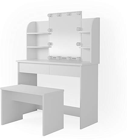 Vicco Schminktisch Weiß Charlotte 108x139x40 cm - Frisiertisch, Perfekt für eine strukturierte Beauty-Routine