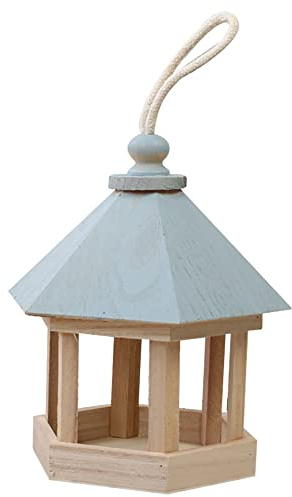 AMOYER Oiseaux Maison en Bois Feeder d'extérieur en Bois Oiseaux Maison en Forme Feeder Contenant à Corde pour Accrocher avec Park Garden