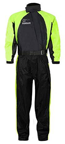 Zorax Adult Rain Suit All in One Rainwear - Yellow/Black XL | Unisex Waterproof Windproof Motorbike Motorcycle Rain Suit Rainwear RainCoat, Carry Bag, Reflective Stripes
