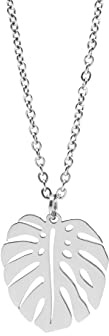 Nuoli® Blatt Kette Damen (45 + 5cm verstellbar) Hochwertige Halskette mit Monstera Schmuck Anhänger für Frauen & Mädchen, aus Edelstahl
