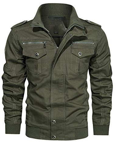 Männer Retro Motorradjacke, Moto Schutzmantel, Militärmotorraumfahrerjacken, Herbstwinter Winddichte Reitjacke 1902A-03 Army Green L