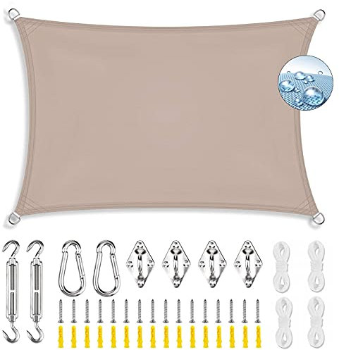 ERPENG Rechteck Sonnensegel Schattenspender 2.5x6m Wetterfest,95% UV Schutz Balkonverkleidung mit Seilen und Befestigungs Kit für Balkon, Schwimmbad, Kleiner Garten, Brown