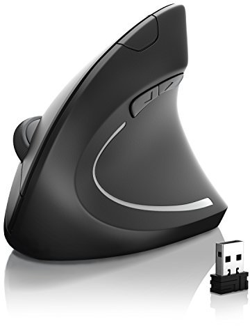 CSL – Ratón Vertical inalámbrico - Conexión Bluetooth o Receptor USB 2,4 GHz - 2400 dpi - Ergonómico Evita el Codo de tenista - Plug and Play - Compatible con PC portátil y Mac - Apto para diestros