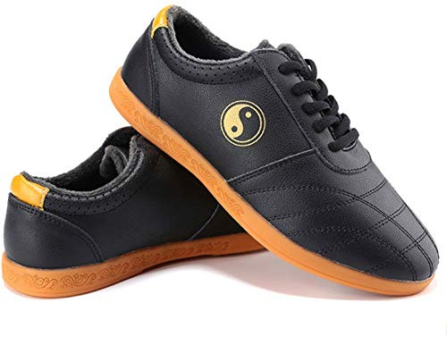 MENG Tai Chi Wu Shu Kung Fu Shoes Breathable Non-Slip Sport Gym Sneaker for Daily Training Morning Exercises Taekwondo Shoes (Color : Black, Size : 41)