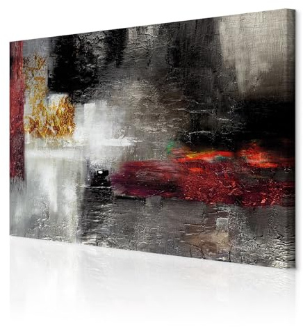 decomonkey Wandbilder Abstrakt 90x60 cm 1 Teilig Leinwandbilder Kunstdruck | Strukturleinwand, Holzkeilrahmen, Bild auf Leinwand, Wanddeko, Wohnzimmer, Wanddekoration, Modern, Kunst, wie gemalt, Grau