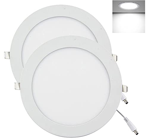 YULIN SUN Lot de 2 Spot LED Encastrable Rond 18W 1620LM, Trou 200-210mm | Extra Plat 9mm, Spots de Plafond, Diamètre 225mm, Blanc Froid 6500K, AC 85V-265V, pour Salon Cuisine