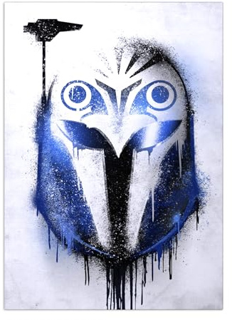 Displate Star Wars Metal Poster Magnetische Befestigung Offiziell Lizenziert Bilder Helmets Graffiti - Bo Katan Graffitti Helmet Poster Größe - 32x45cm