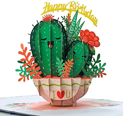 CUTPOPUP Cactus Happy Birthday Pop Up Card, 3d Greeting Cards (Cactus Happy Bday) US8-BD124UK