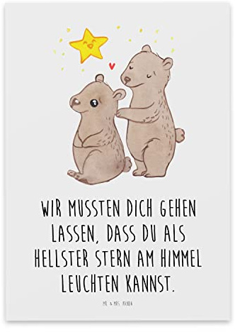 Mr. & Mrs. Panda Trauerspruchkarte Bäreneltern Sternenkind - Anteilnahmekarte, Ungeborenes, Baby, Plötzlicher Kindstod, Trauerkarte, Beileid, Totgeburt, Beileidskarte, Fehlgeburt, Abschiedskarte