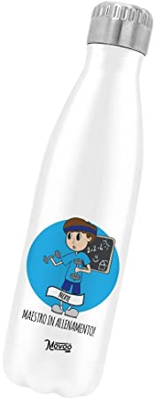 Borraccia Termica Bottiglia Termica Acciaio Inox 500ml Bottiglia Termica Made in Italy Ecologica 24 Ore Freddo & 12 h Caldo - Personalizzata con nome - Maestro Workout