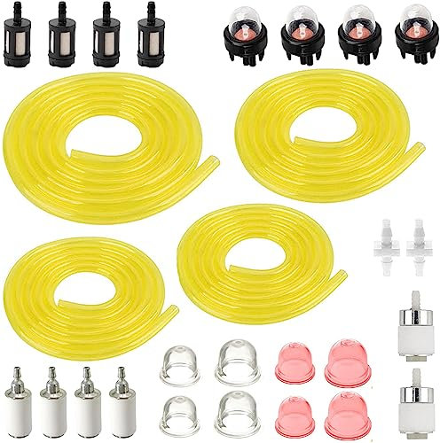 ZAMDOE Benzinschlauch Kraftstoffschlauch Primer-Birne Kraftstofffilter für Kettensäge Fadenschneider Gebläse Rasenmäher 2-Takt kleine Motoren Vergaser Motorhacke Kantenschneider (1,5 m x 4 Größe)