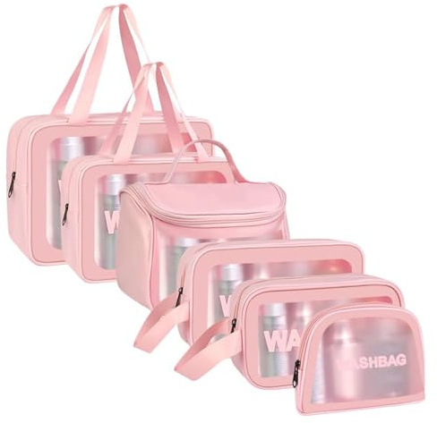 Aucuu Reise Kulturbeutel, Kosmetiktasche, Transparente Kulturtasche Damen, Tragbare wasserdichte Kulturtasche Organizer, Reißverschluss Make-up-Tasche mit Großer Kapazität für Damen Männer