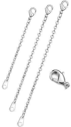 DOLPHERS 925 Sterling Silber Verlängerung Kette Halskette 3PCS Kette Extender Choker Halskette Armband Fußkettchen Verlängerung Extender Ketten-3